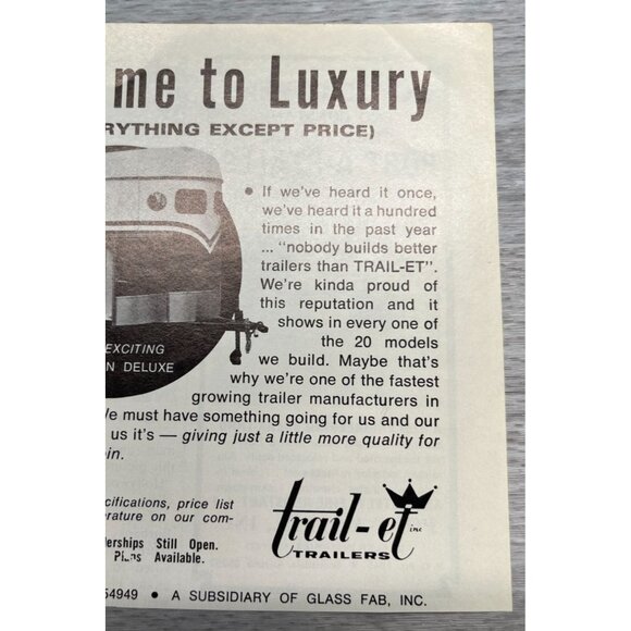 Trail-Et Trailers Vintage Print Ad 1970s Manawa WI Horseman Deluxe Horse Trailer - Picture 5 of 6